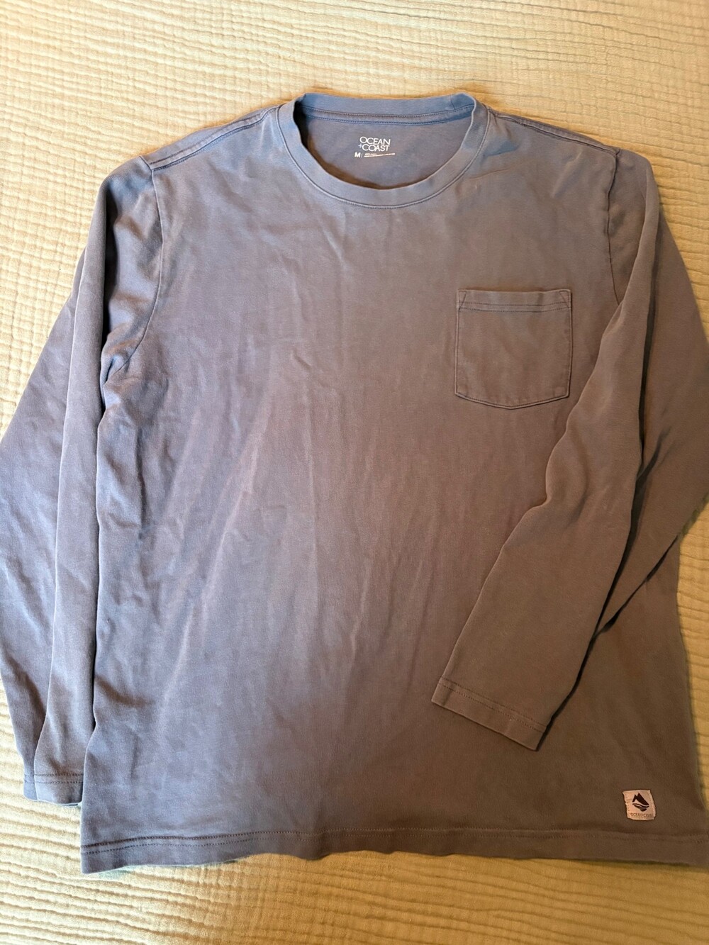 Ocean + Coast Medium Long Sleeve Shirt Blue Cotton Pocket Tee